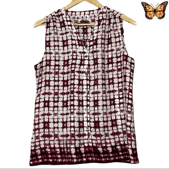 CROSBY Sleeveless Tie Dye Button Down Top Size Medium - Picture 1 of 11